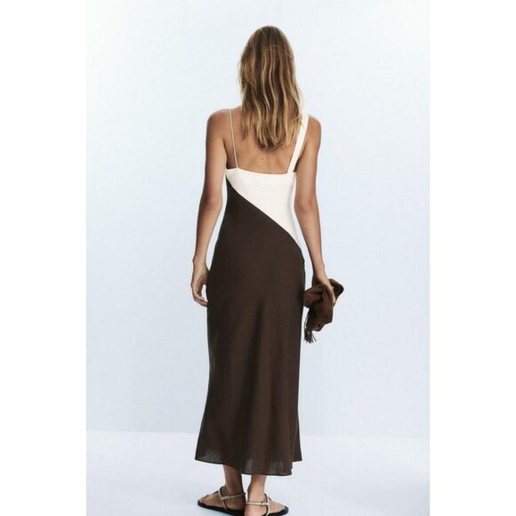 ZARA CONTRAST MIDI DRESS - Picture 7 of 10